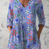 Aileen | Camisa de Cuello en V Larga Vintage