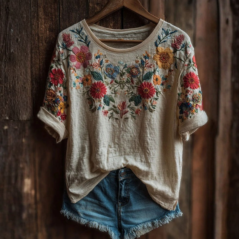Atina | Camiseta vintage con estampado floral