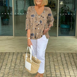 Brigid | Top Floral en Algodón y Lino