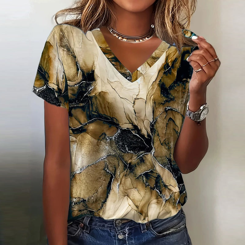 Calma | Camiseta vintage degradada con cuello en V