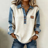 Asenka | Sudadera casual vintage con cuello de solapa