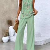 Leonor | Conjunto de Top Sin Mangas y Pantalones de Pierna Ancha