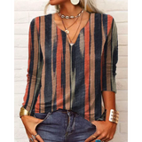Katharina - Blusa Bohemia Multicolor de Manga Larga y Escote en V