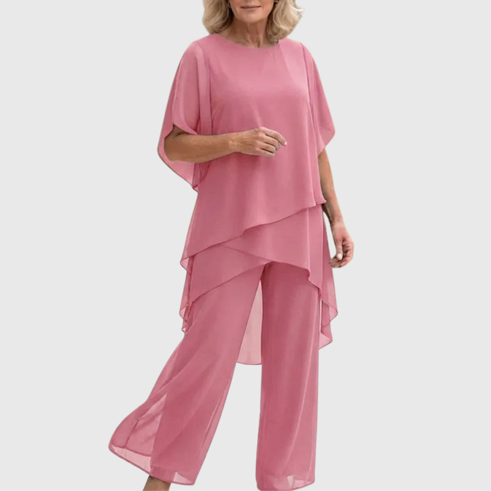 Glaucia | Traje con pantalones palazzo drapeados