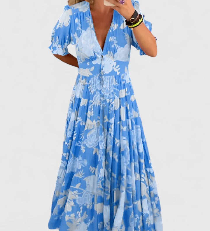 Mónica | Vestido floral con cuello en V
