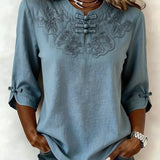 Elysia | Blusa de Algodón y Lino con Estampado Floral