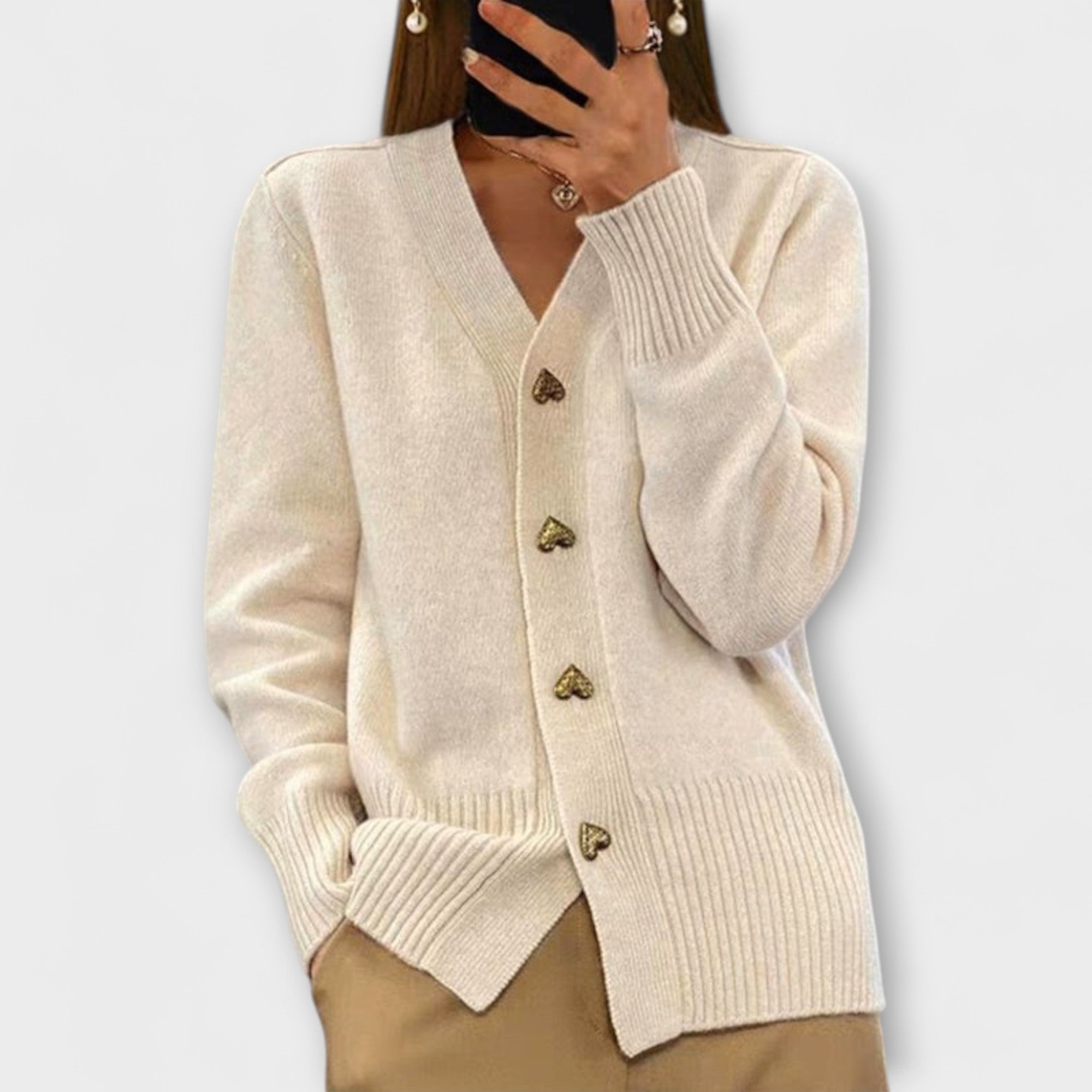 Marij – Suéter para mujer con escote en V en estilo vintage