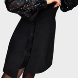 Iwona | Vestido elegante con mangas abullonadas brillantes