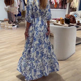 Claudina | Vestido Largo Elegante con Patrón Floral