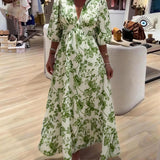 Claudina | Vestido Largo Elegante con Patrón Floral