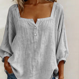 Carmen | Blusa Simple Cuello Cuadrado Manga Larga