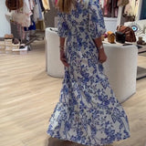 Claudina | Vestido Largo Elegante con Patrón Floral