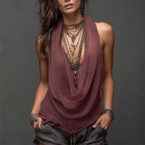 Eliseva | Top Halter de Malla de Doble Capa