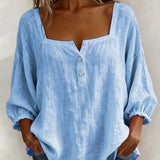 Carmen | Blusa Simple Cuello Cuadrado Manga Larga