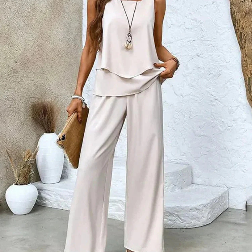 Leonor | Conjunto de Top Sin Mangas y Pantalones de Pierna Ancha