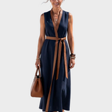 Lidia | Vestido midi con detalle en contraste