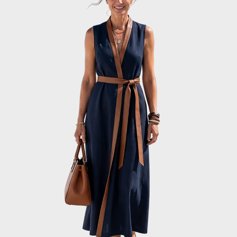 Lidia | Vestido midi con detalle en contraste