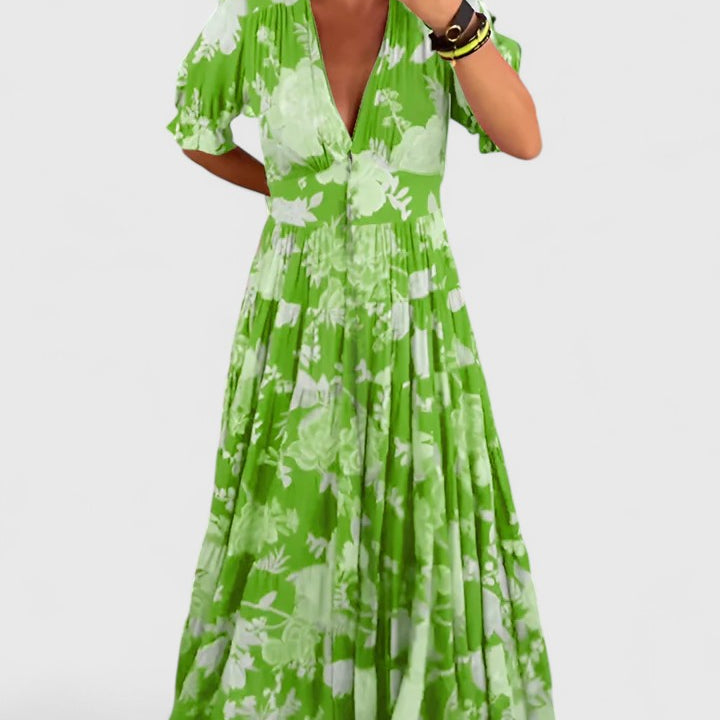 Mónica | Vestido floral con cuello en V