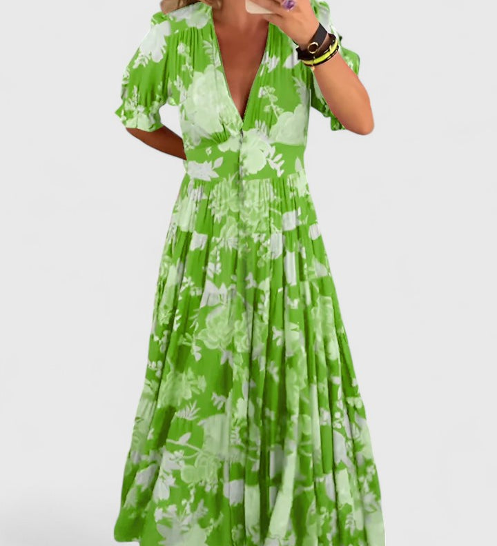 Mónica | Vestido floral con cuello en V