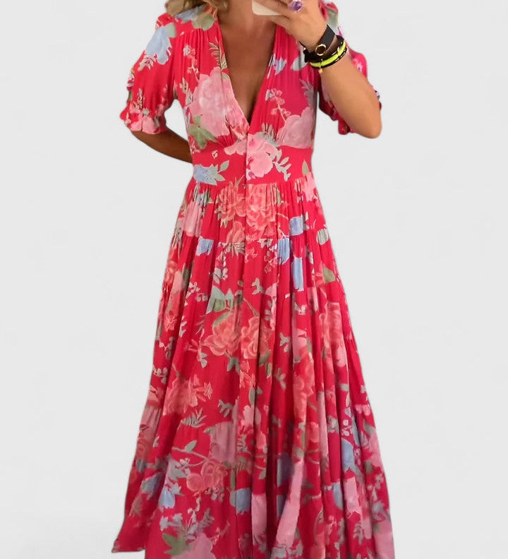 Mónica | Vestido floral con cuello en V