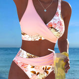 Anabel | Bikini con estampado floral en contraste y abertura