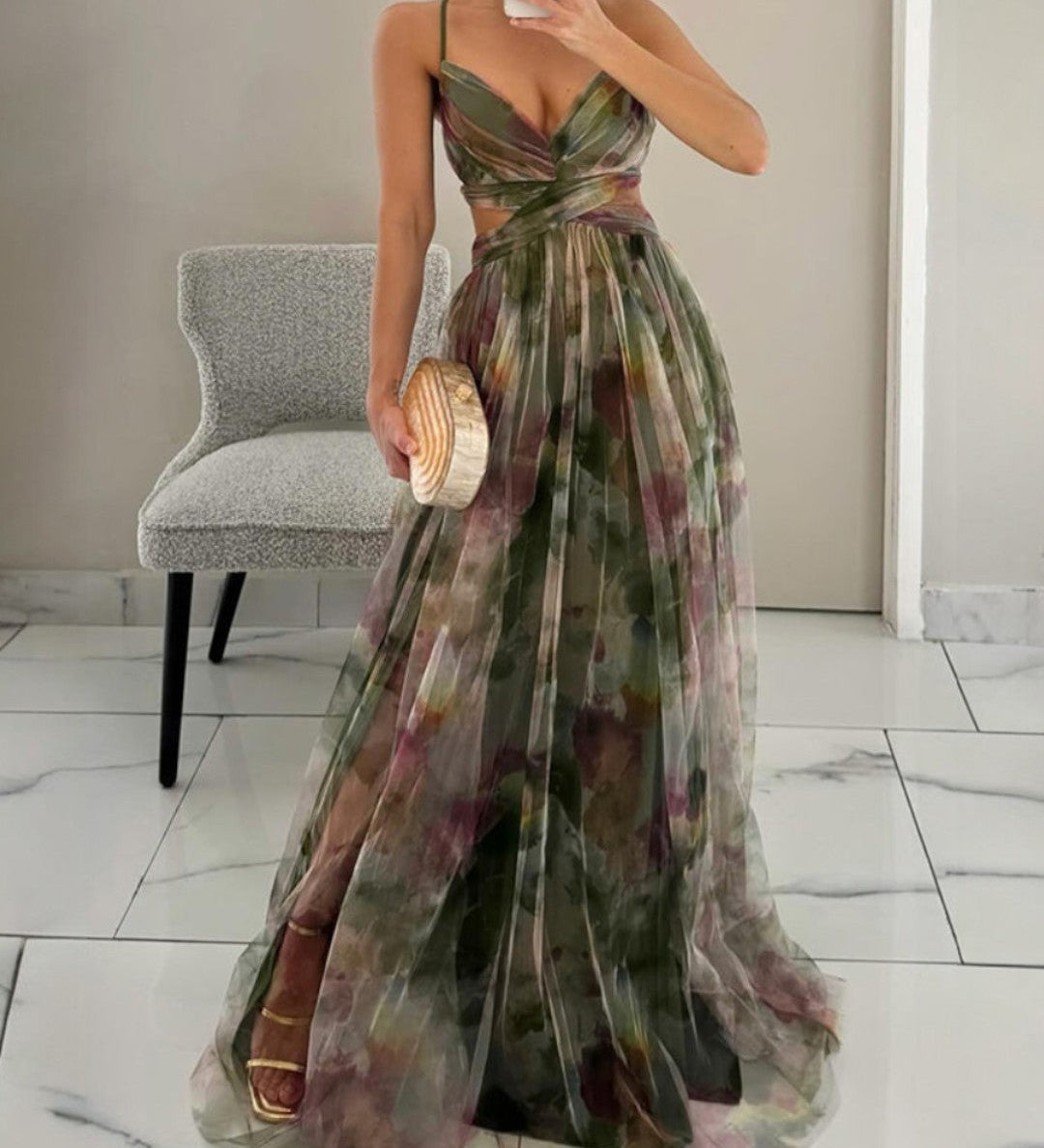 Asenath |  Encantador vestido largo con estampado floral