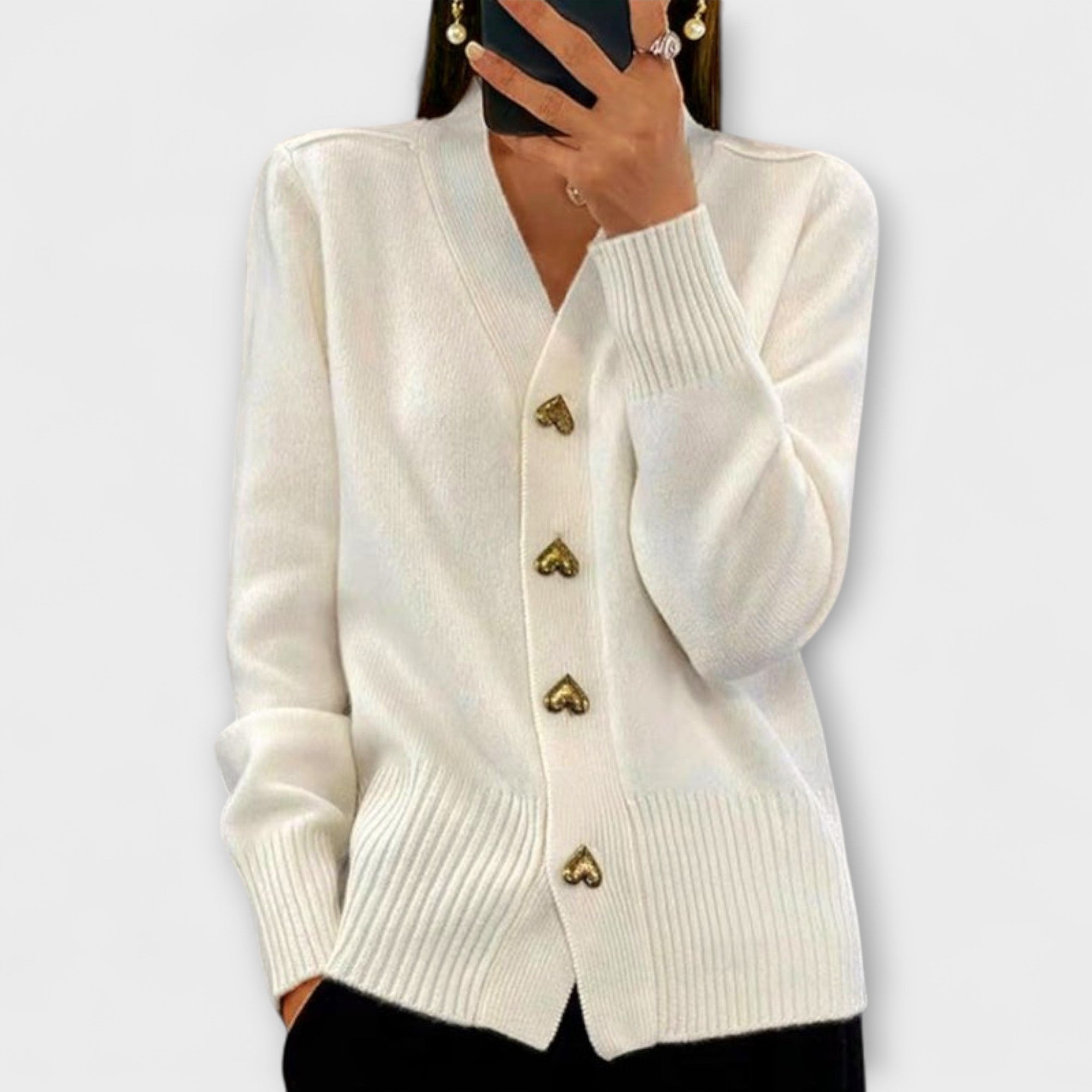 Marij – Suéter para mujer con escote en V en estilo vintage