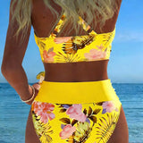 Anabel | Bikini con estampado floral en contraste y abertura