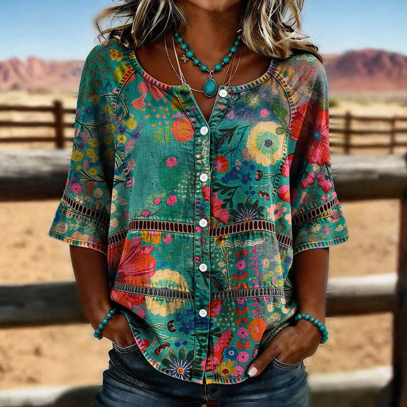 Emiliana | Blusa vintage con estampado floral