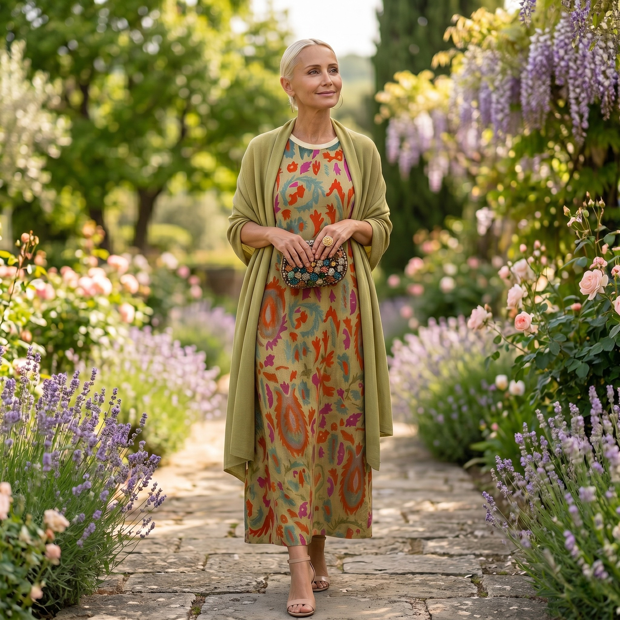 Daniela | Vestido largo con estampado floral y chaleco a juego