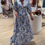Claudina | Vestido Largo Elegante con Patrón Floral