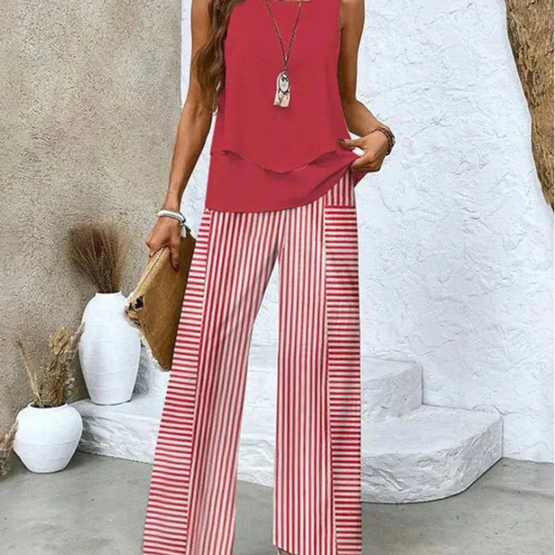 Leonor | Conjunto de Top Sin Mangas y Pantalones de Pierna Ancha