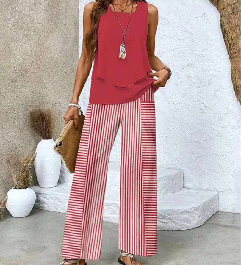 Leonor | Conjunto de Top Sin Mangas y Pantalones de Pierna Ancha