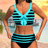 Agripina | Bikini de talle alto a rayas