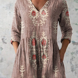 Daiana | Camisa de Cuello en V Larga Vintage