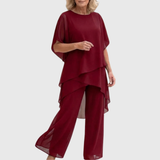 Glaucia | Traje con pantalones palazzo drapeados