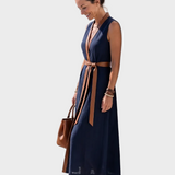 Lidia | Vestido midi con detalle en contraste