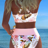 Anabel | Bikini con estampado floral en contraste y abertura