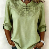 Elysia | Blusa de Algodón y Lino con Estampado Floral