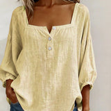 Carmen | Blusa Simple Cuello Cuadrado Manga Larga