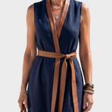 Lidia | Vestido midi con detalle en contraste