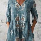 Daiana | Camisa de Cuello en V Larga Vintage