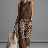 Eustáquia | Vestido midi de punto leopardo