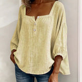 Carmen | Blusa Simple Cuello Cuadrado Manga Larga