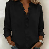 Arianna | Blusa con Volantes, Escote en V y Mangas Largas