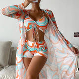 Edelmira | Conjunto de bikini de 3 piezas con estampado