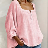 Carmen | Blusa Simple Cuello Cuadrado Manga Larga