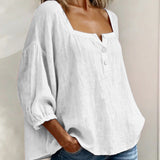 Carmen | Blusa Simple Cuello Cuadrado Manga Larga