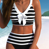 Agripina | Bikini de talle alto a rayas