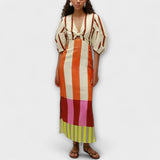 Kaya | Vestido maxi con mangas abullonadas